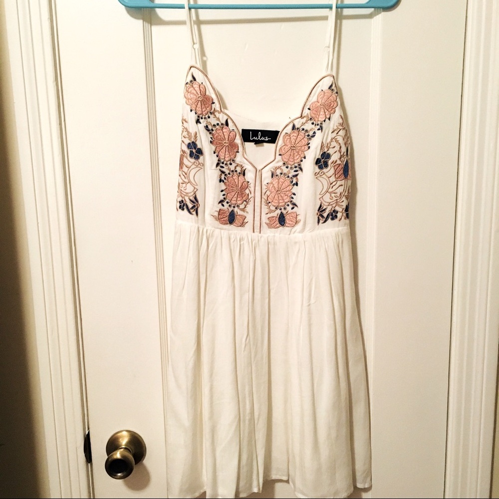Lulu’s Embroidered White Mini Dress